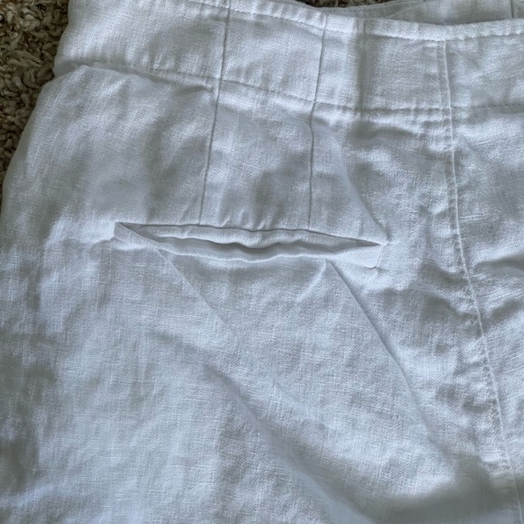 Madewell White Linen Classic Button Tab Shorts Size 12 - Picture 7 of 8